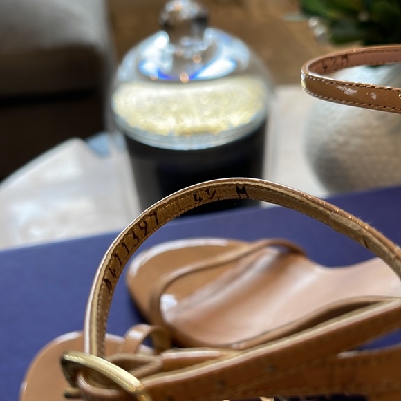 Stuart Weitzman Nude Nudistsong Heel Ankle Strap Patent Leather Sandals  Beige - Picture 8 of 17